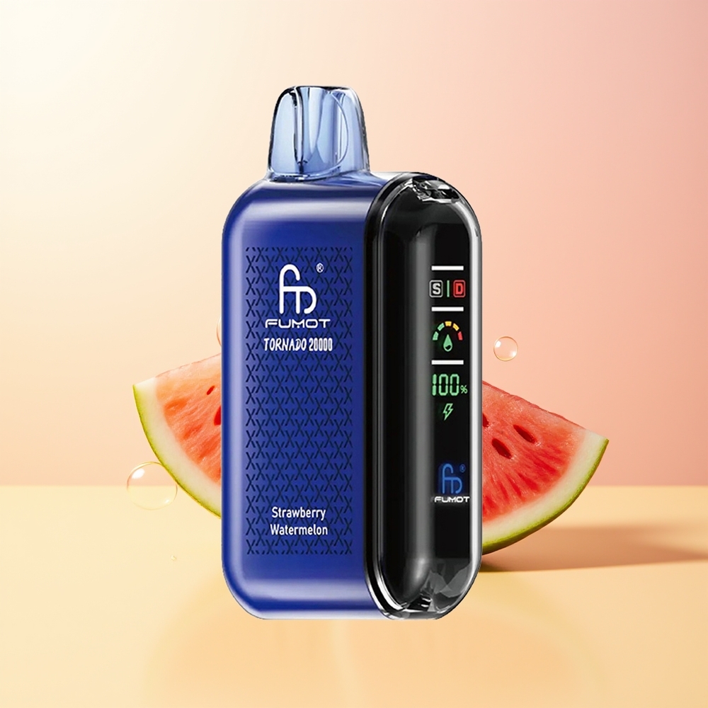 Fumot Tornado 20000 Puff Finland Tukku Mansikka-Vesimeloni Dual Mesh Coil 20ml 850mAh Älykäs Näyttö Ilmanvirtaus 2 Nikotiinia