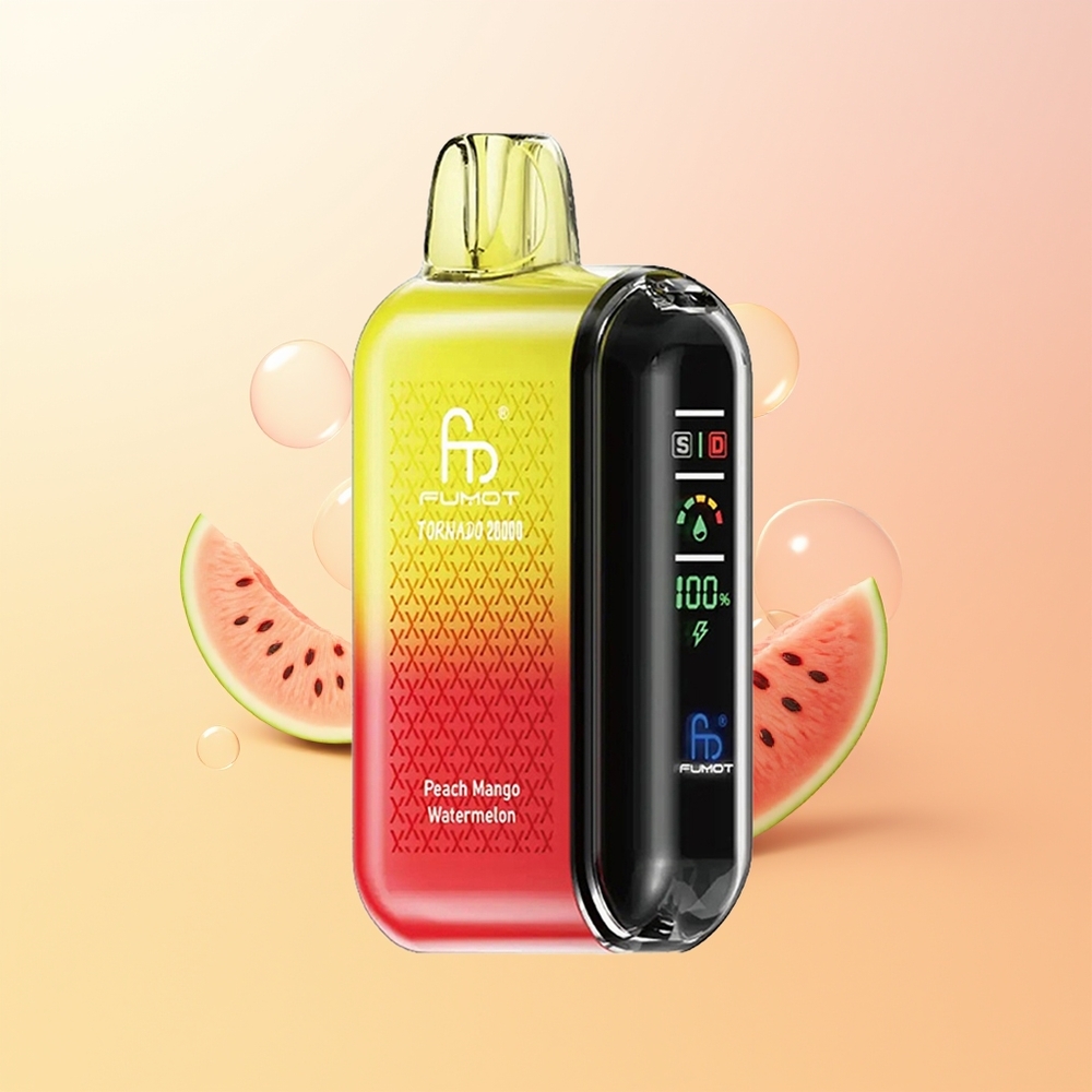 Fumot Tornado 20000 Puff Finland Tukku Persikka Mango Vesimeloni Dual Mesh Coil 20ml 850mAh 2 Nikotiinia