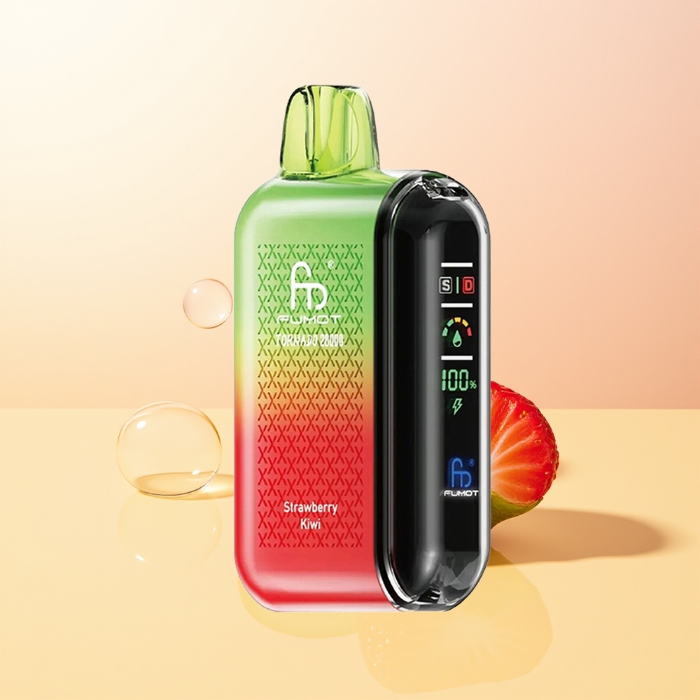 Fumot Tornado 20000 Puffs Finland Tukku Mansikka-Kiivi Dual Mesh Coil 20ml 850mAh Näyttö Ilmavirta 2 Nikotiini