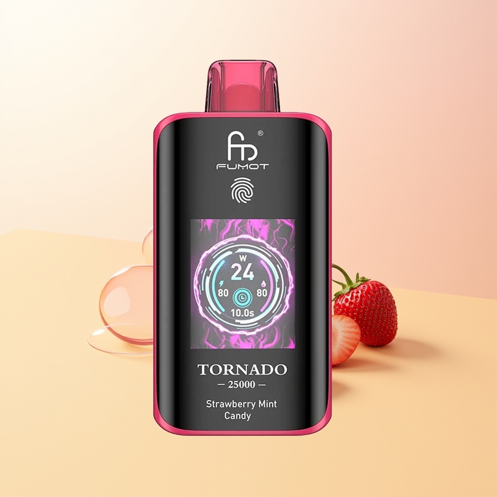 Fumot Tornado 25000 Puff Finland Tukku Mansikka Mintti Karkki HD Näyttö 700mAh Akku 20ml Nestemäistä Type-C Lataus