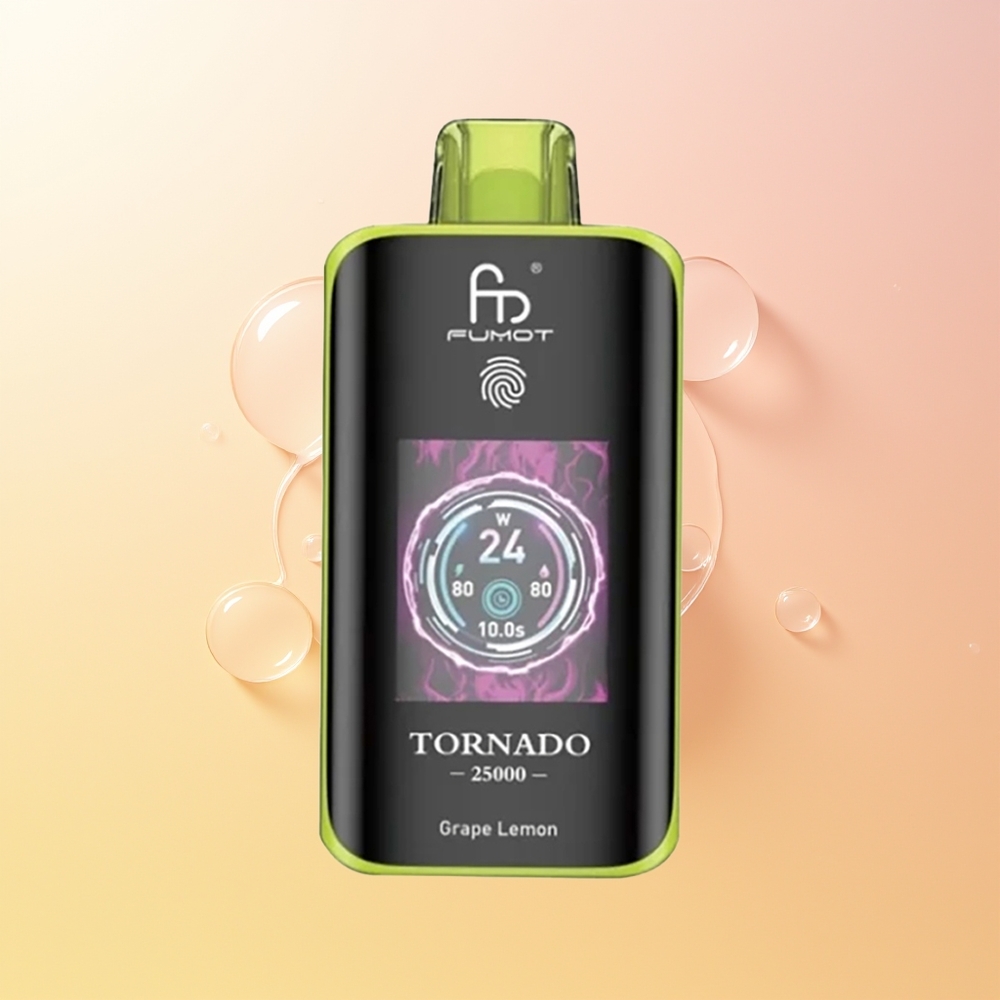 Fumot Tornado 25000 Puff Finland Tukku Viinirypäle Sitruuna HD Näyttö 700mAh Akku 20ml Täytetty Nikotiini Type-C Lataus