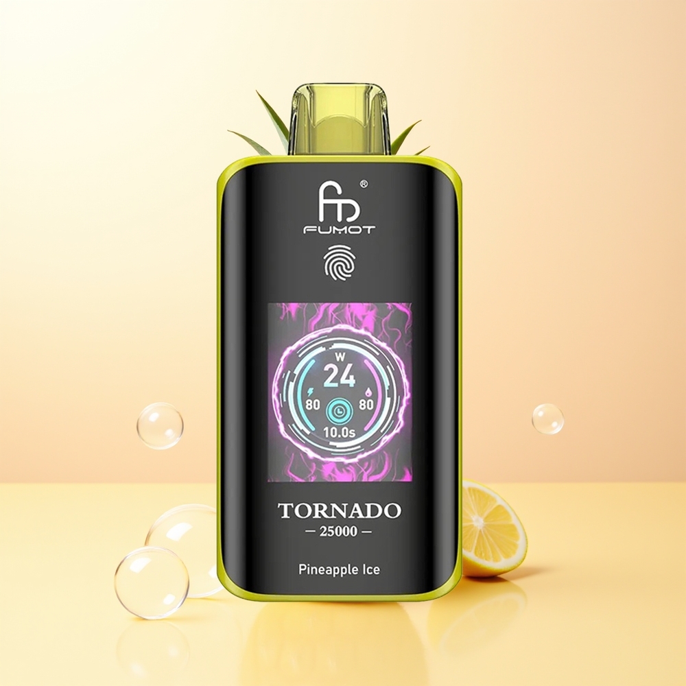 Fumot Tornado 25000 Puffs Finland Tukku Ananas-Jää 700mAh Akku 20ml Täytetty Type-C Lataus HD Näyttö