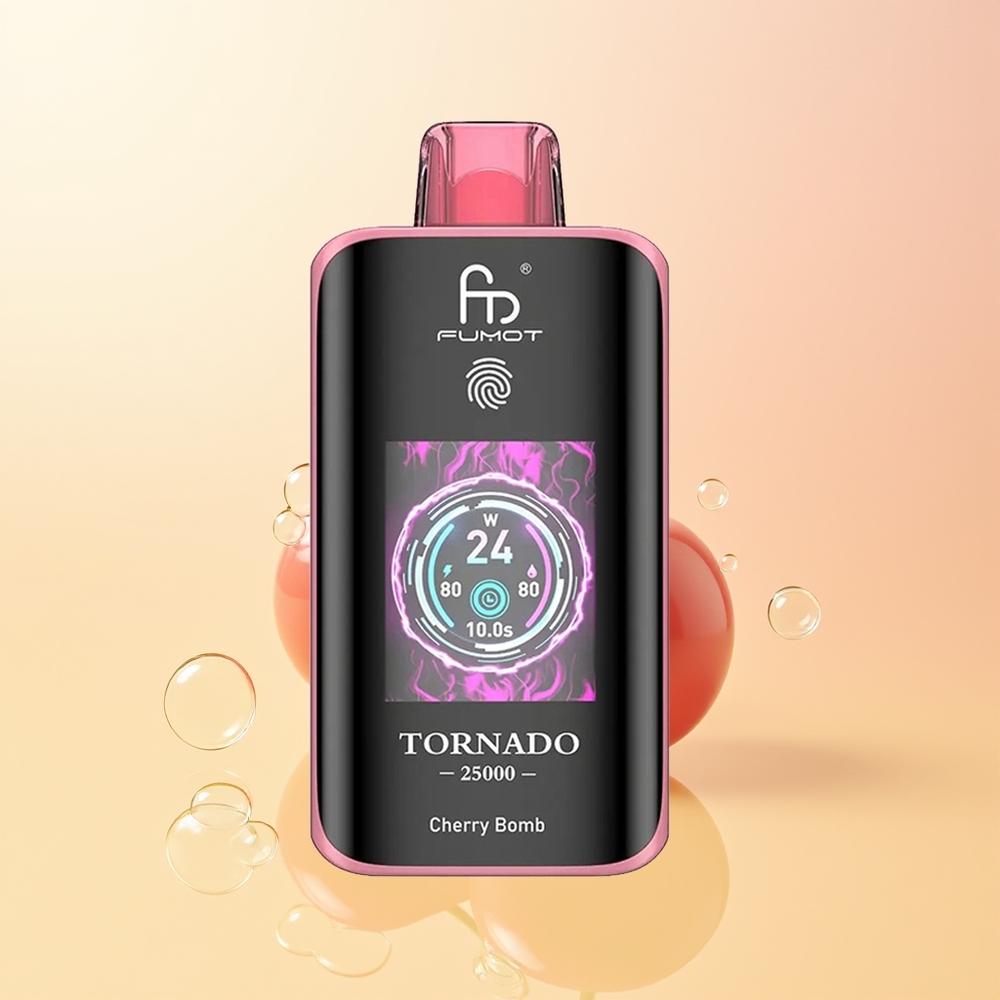 Fumot Tornado 25000 Puffs Finland Tukku Kirsikka Pommi HD Näyttö 700mAh Akku 20ml Nestemäki Type-C Lataus