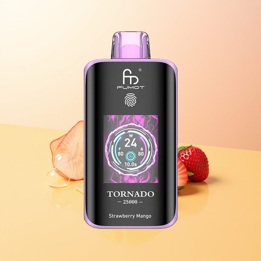 Fumot Tornado 25000 Puffs Finland Tukku Mansikka-Mango HD Näyttö 700mAh Akku 20ml Type-C Lataus