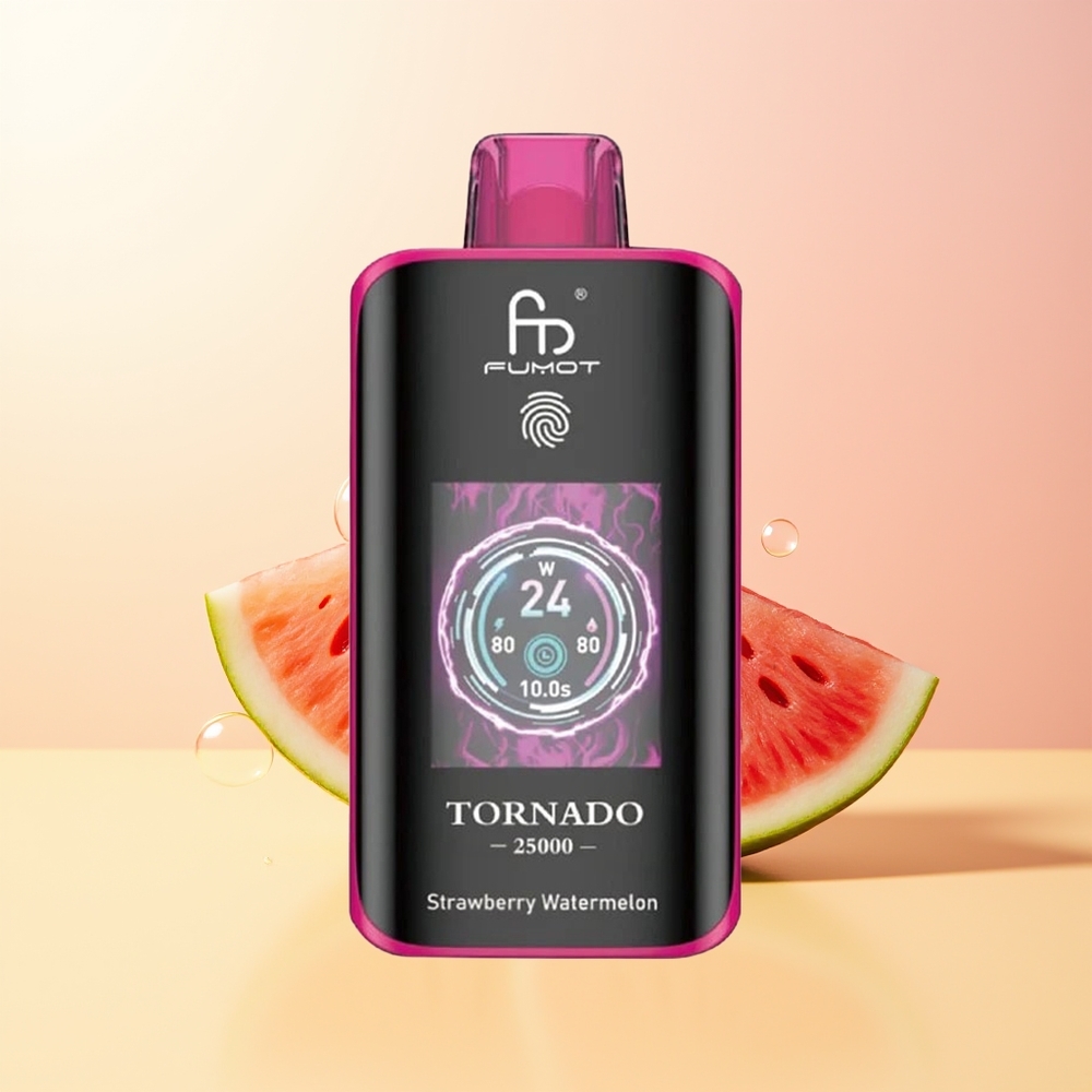 Fumot Tornado 25000 Puffs Finland Tukku Mansikka-Vesimeloni HD Näyttö 700mAh Akku 20ml Type-C Lataus