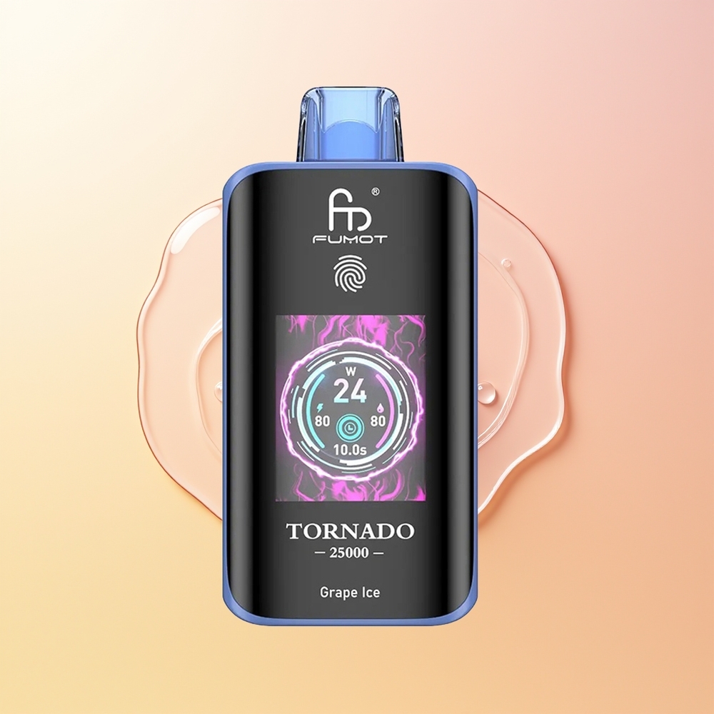 Fumot Tornado 25000 Puffs Finland Tukku Viiniräikkä Jää HD-Näyttö 700mAh Akku 20ml Täyttämätön Type-C Lataus