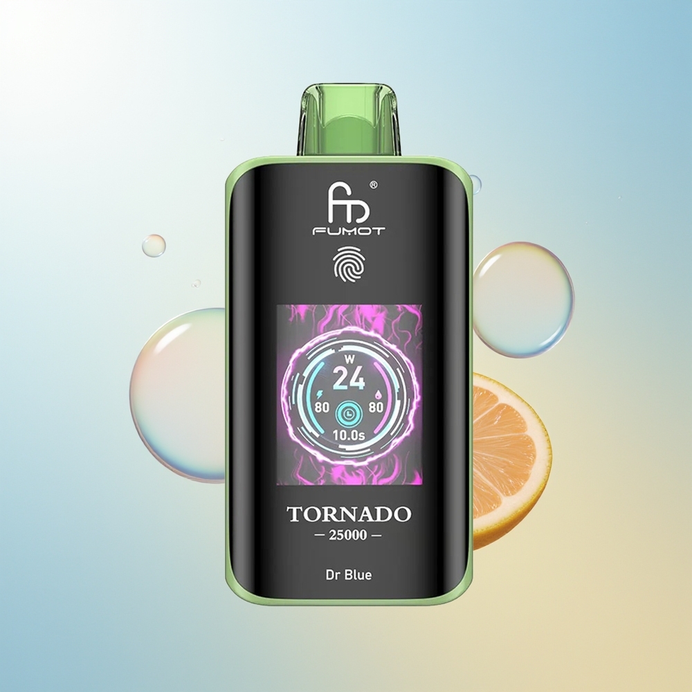 Fumot Tornado 25000 Puffs Suomi Tukku Tohtori Sininen HD-näyttö 700mAh Ladattava 20ml Täytetty Type-C