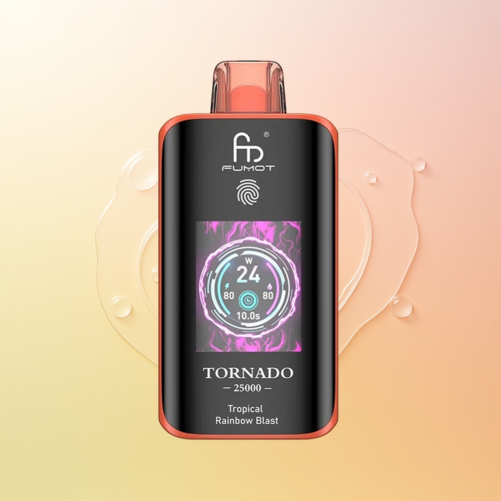 Fumot Tornado 25000 Puffs Suomi Tukku Trooppinen Sateenkaari Räjähdys HD Näyttö 700mAh Akku 20ml Nestemäki Type-C Lataus
