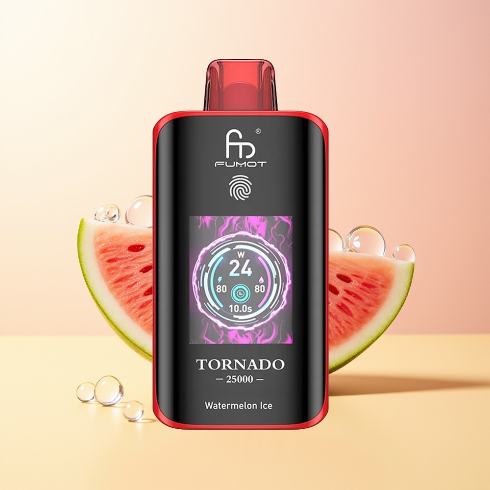 Fumot Tornado 25000 Puffs Suomi Tukku Vesimeloni Jää HD-Näyttö 700mAh Akku 20ml Type-C