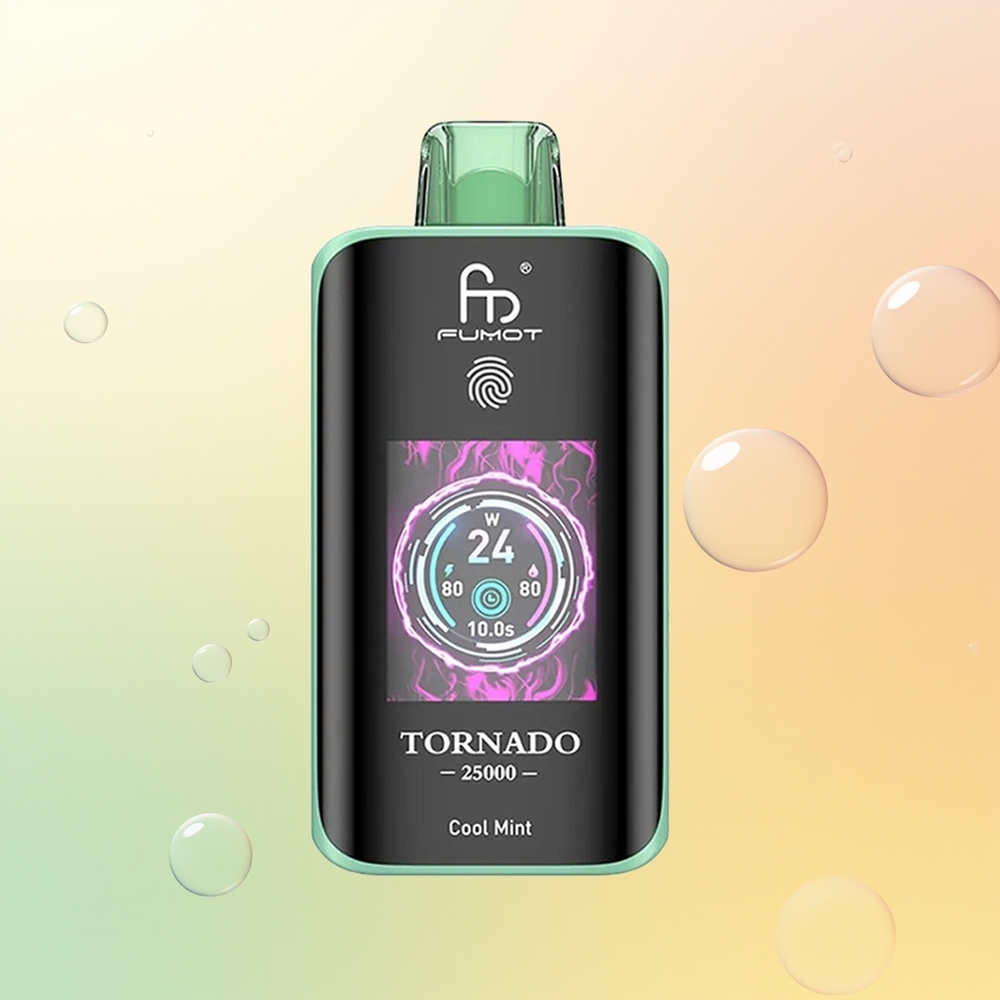 Fumot Tornado 25000 Puffs Suomi Tukku Viileä Mint HD Näyttö 700mAh Akku 20ml Täyttämätön Tyypin-C Lataus