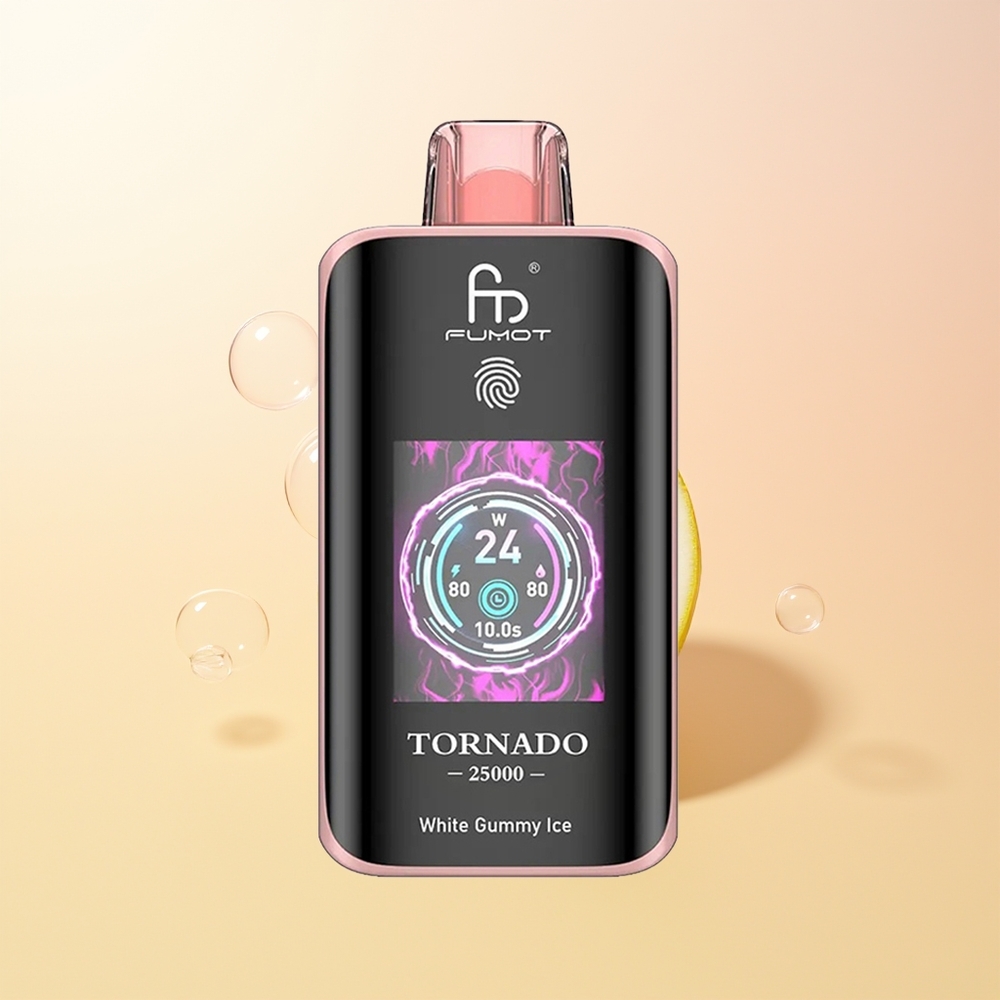 Fumot Tornado 25000 Tupakkia Finland Tukku Valkoinen Kumi Jää HD Näyttö 700mAh Akku 20ml Täytetty Nikotiini Type-C Lataus