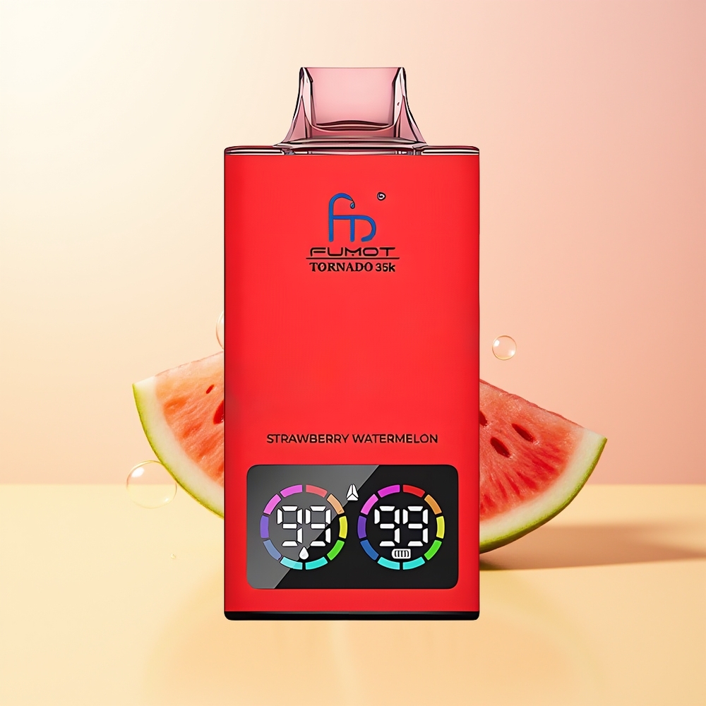 Fumot Tornado 35000 Suomi Tukku Mansikka-Arbuusi Dual Mesh Coil E-liquid Indicator RGB Lights USB-C