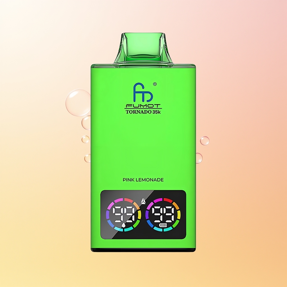 Fumot Tornado 35000 Suomi Tukku Vaaleanpunainen Sitruunalimsa Dual Mesh Coil RGB Valot 15ml E-tahna 700 MAH Akku USB-C Pikalataus
