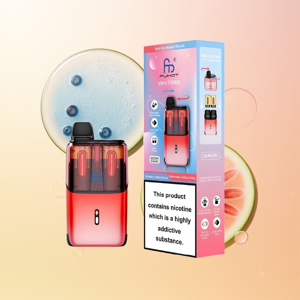 Fumot Ultra T32000 32000 Suomi Tukku Mustikka Hubba Bubba - Vesimeloni Hubba Bubba Mesh-kela Type-C Pikalataus 800mAh 24ml 20mg
