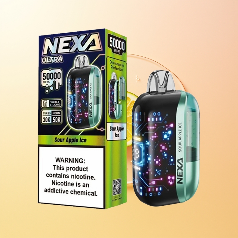 NEXA Ultra 50000 Puffs Finland Tukku Hapan Omena Jää 20ml 800mAh 5 09ohm Dual Mesh 3d Kaareva Näyttö Type-c Lataus