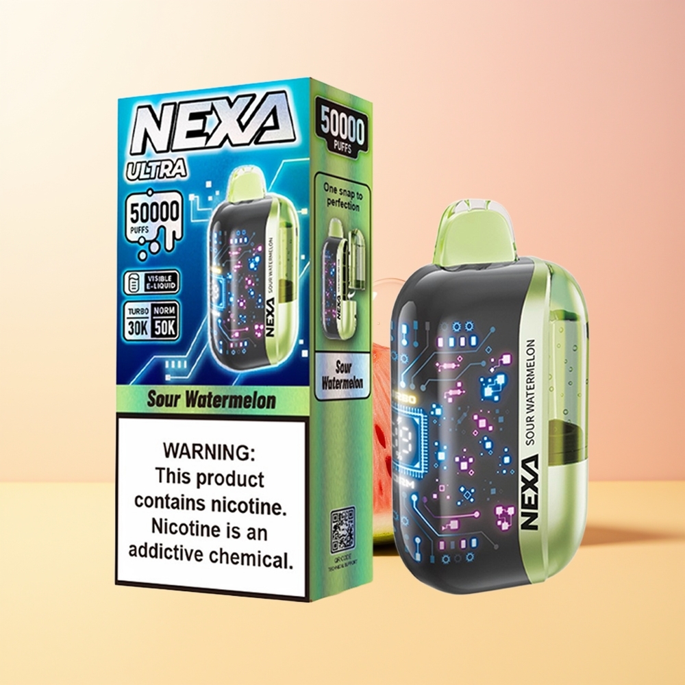 NEXA Ultra 50000 Puffs Finland Tukku Kirpeä Vesimeloni 20ml 800mAh 5 09ohm Dual Mesh 3d Kaareva Näyttö Type-C