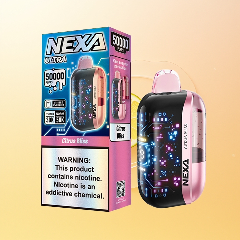 NEXA Ultra 50000 Puffs Finland Tukku Sitrusriemu 20ml 800mAh 5 09ohm Dual Mesh 3d Kaareva Näyttö Type-C