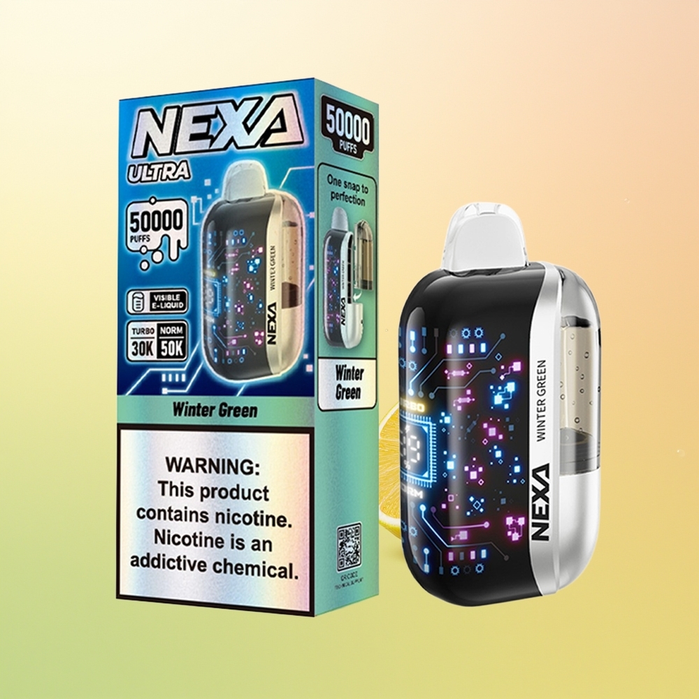 NEXA Ultra 50000 Puffs Finland Tukku Talvi Vihertyvä 20ml 800mAh 5 09ohm Dual Mesh 3D Kaareva Näyttö Type-C