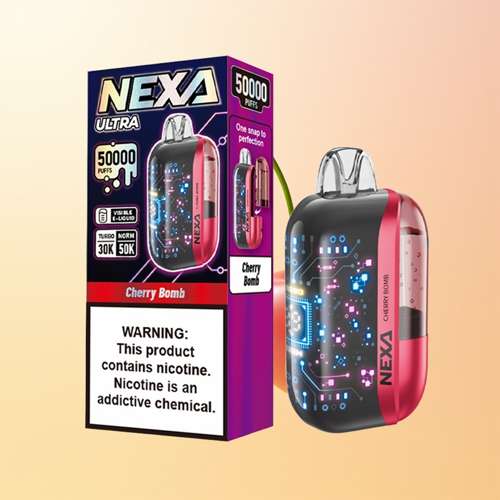 NEXA Ultra 50000 Suomalaista Tukku Kirsikka Bomp 20ml 800mAh 5 09ohm Dual Mesh 3D Kaareva Näyttö Type-C