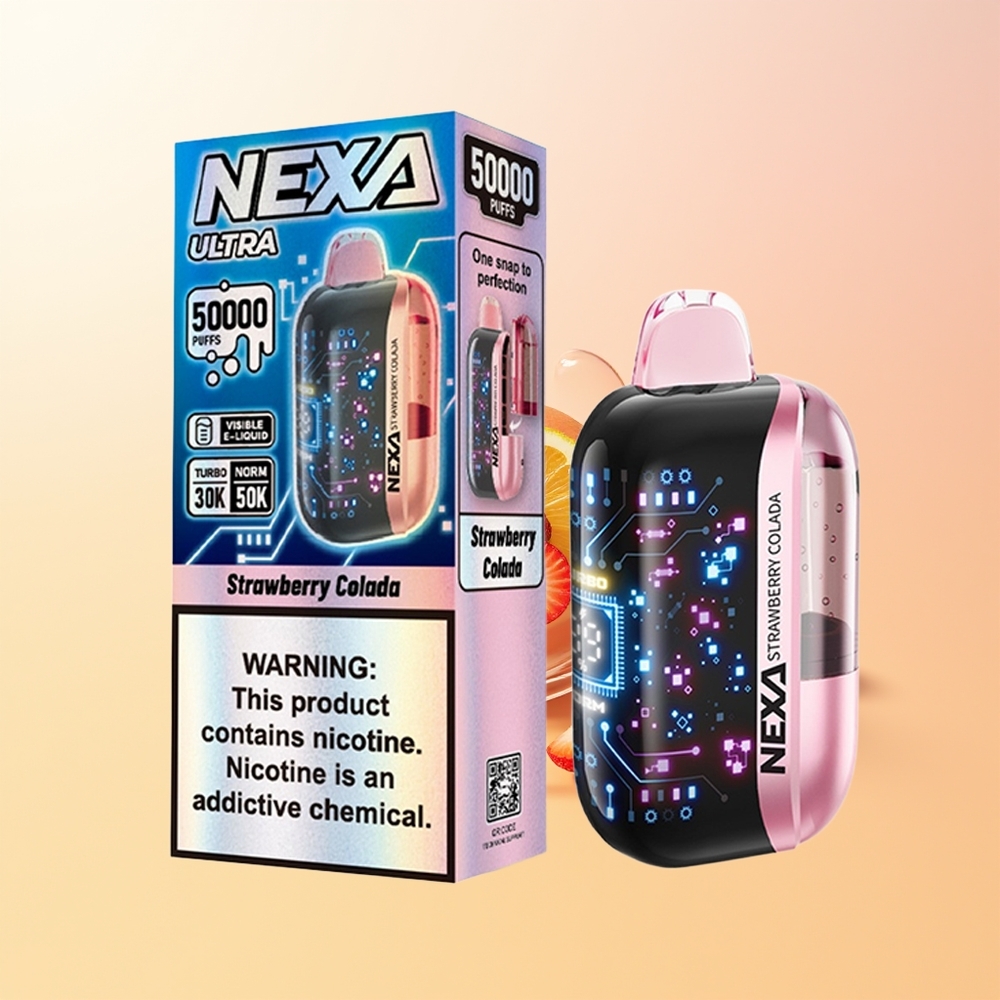 NEXA Ultra 50000 Suomi Tukku Mansikka-Kolada 20ml 800mAh 5 Nikotiinia 09ohm Dual Mesh 3d Kaareva Näyttö Type-C