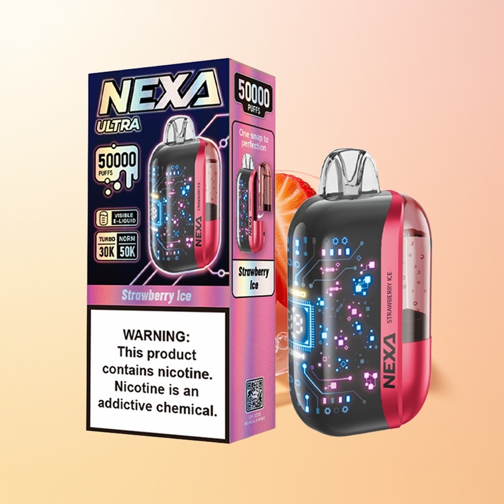 NEXA Ultra 50000 Suu Suomi Tukku Mansikkajää 20ml 800mAh 5 09ohm Dual Mesh 3d Kaareva Näyttö Type-C