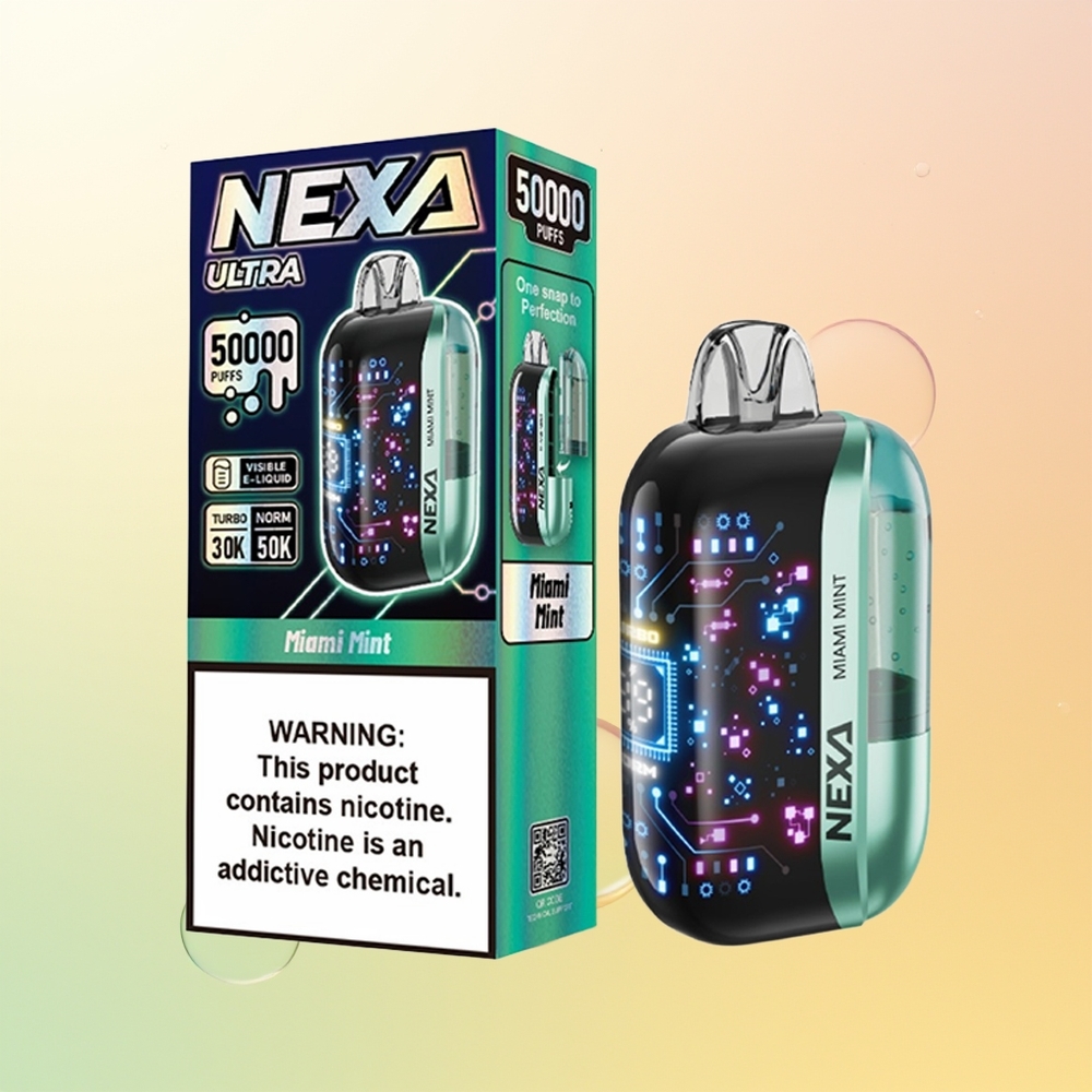 NEXA Ultra 50000 Suu Suomi Tukku Miami Mint 20ml 800mAh 5 09ohm Dual Mesh 3d Kaareva Näyttö Type-C