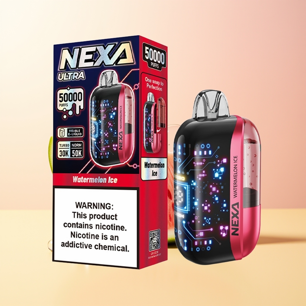 NEXA Ultra 50000 Suu Suomi Tukku Vesimeloni Jää 20ml 800mAh 5 09ohm Dual Mesh 3D Kaareva Näyttö Type-C
