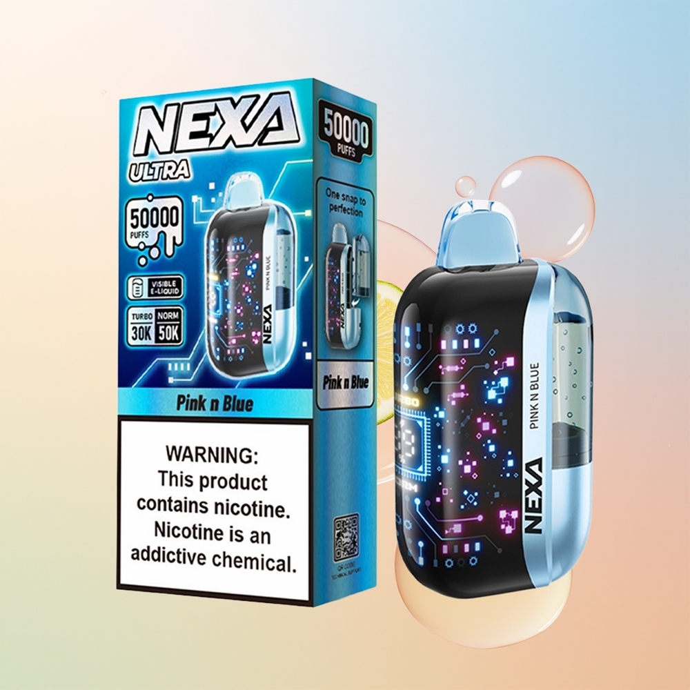 NEXA Ultra 50000 Tuhka Suomi Tukku Vaaleanpunainen Ja Sininen 20ml 800mAh 5 09ohm Dual Mesh 3D Kaareva Näyttö Type-C