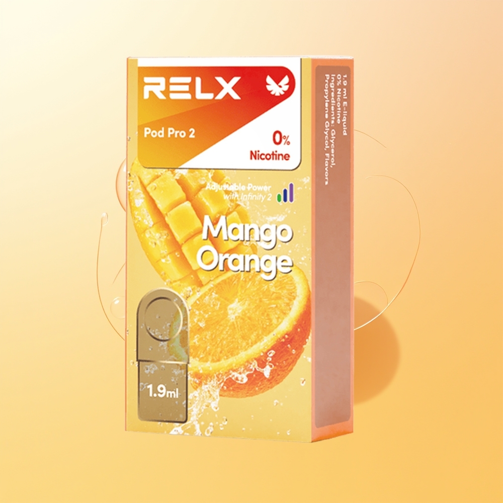 RELX Pod Pro 2 600 Suuta Finland Tukku Mango Oranssi 19ml 2/3 kpl 3 jännitemuutosta