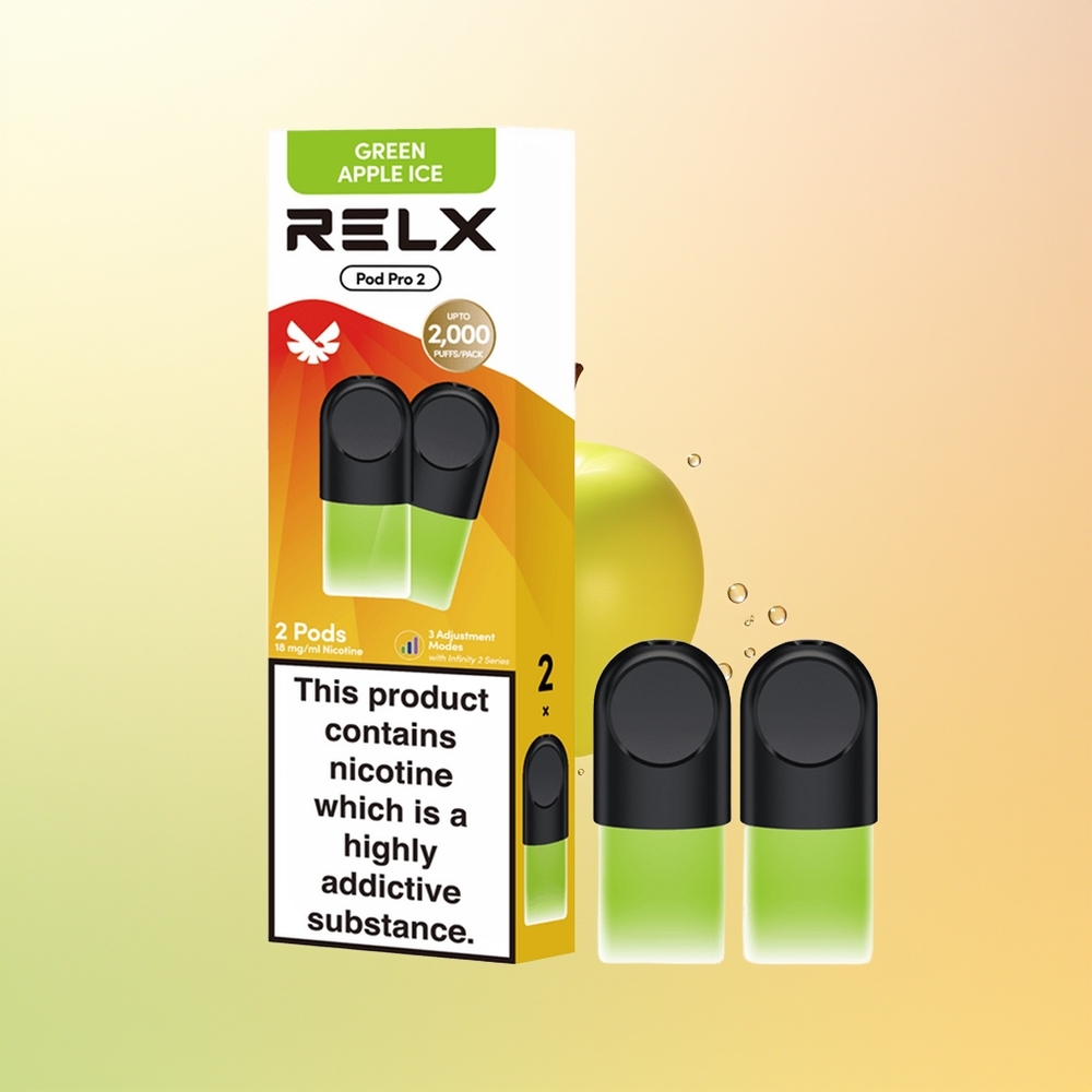 RELX Pod Pro 2 600 Suuta Finland Tukku Vihreä Omena Jää 19ml 3 Jännitemuotoa