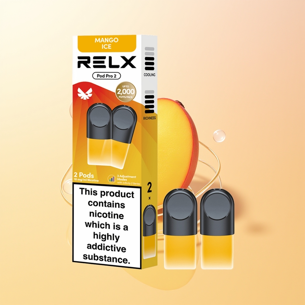 RELX Pod Pro 2 600 Suutusta Finland Tukku Mango Jää 19ml 3 Jännitemuotoa