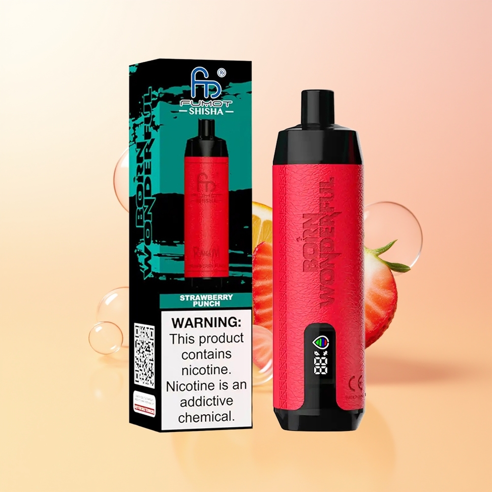 RandM Fumot Shisha 10000 Puff Finland Tukku Mansikkapohjainen Punch LED-Tyyppi C 18ml 850mAh 06ohm Mesh 05 Nikotiinia