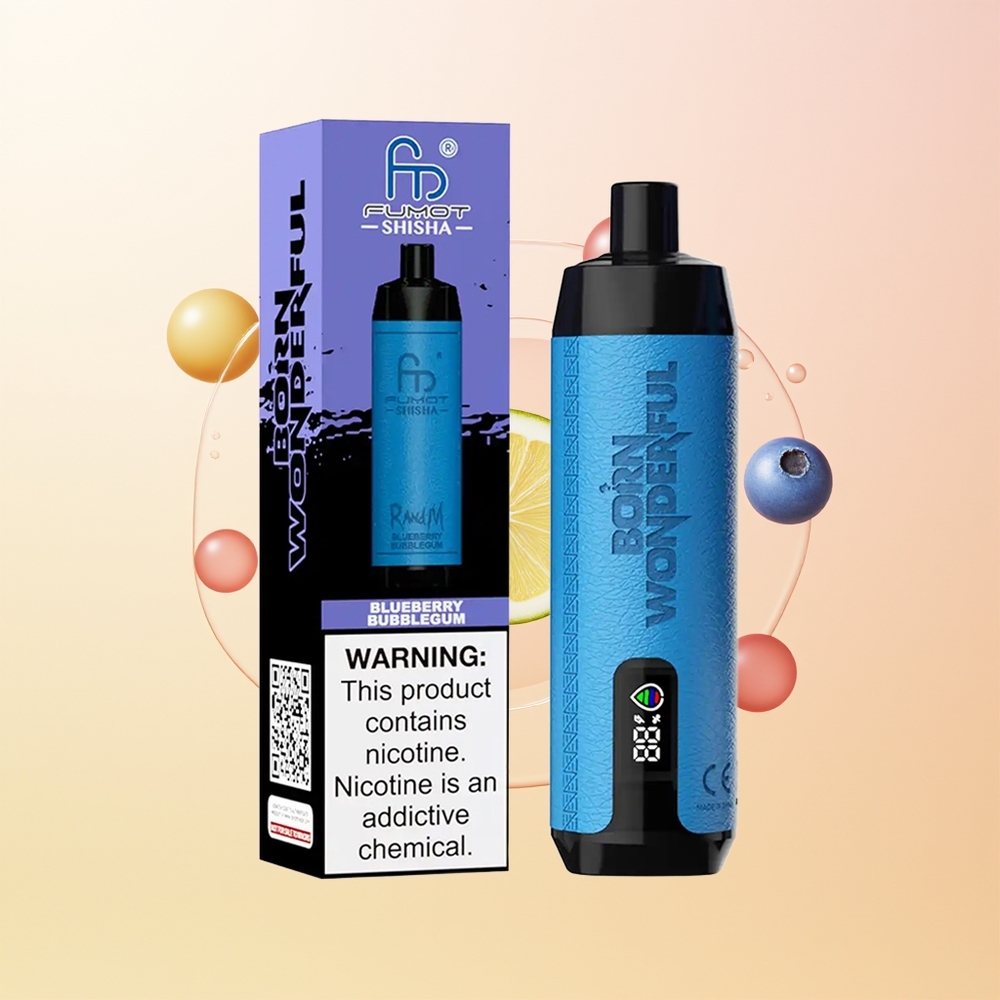 RandM Fumot Shisha 10000 Puffia Finland Tukku Mustikka Kuplakumi LED-Indikaattori 18ml 850mAh 06ohm Type-C 05 Nikotiinia