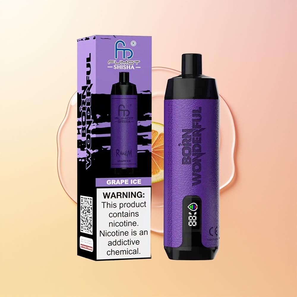 RandM Fumot Shisha 10000 Puffs Finland Tukku Jääviinirypäle LED-Indikaattori 18ml 850 mAh 06ohm Mesh Type-C 05 Nikotiinia