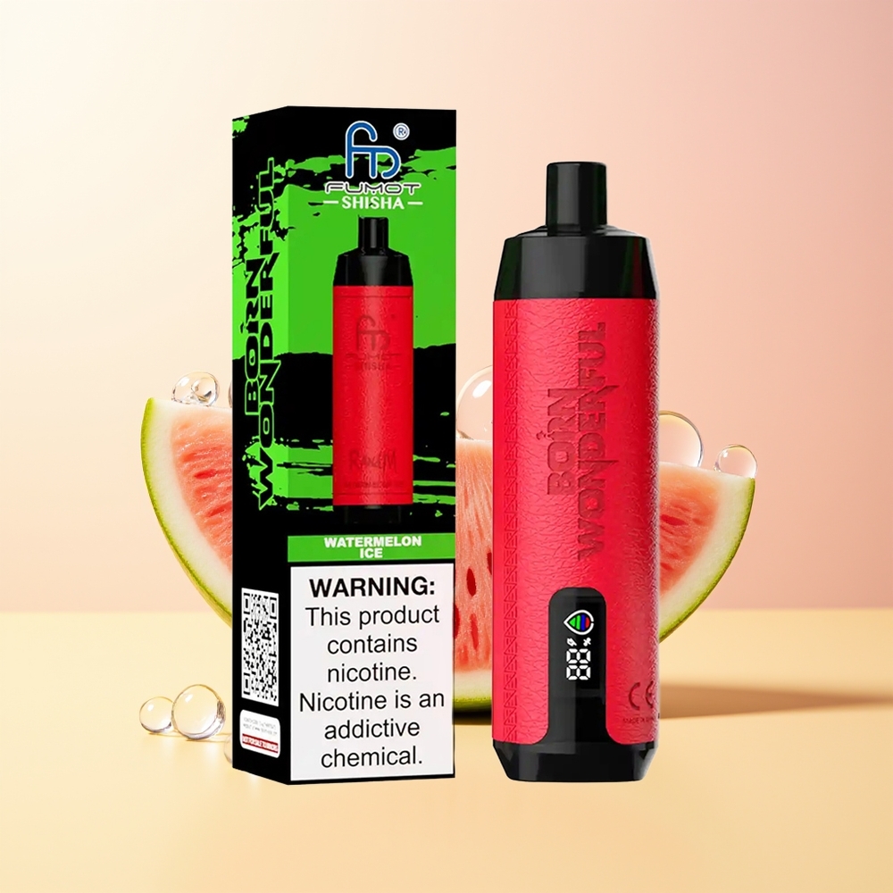 RandM Fumot Shisha 10000 Puffs Finland Tukku Vesimeloni Jää LED-Indikaattori 18ml 850mAh 06ohm Mesh Type-C 05 Nikotiinia