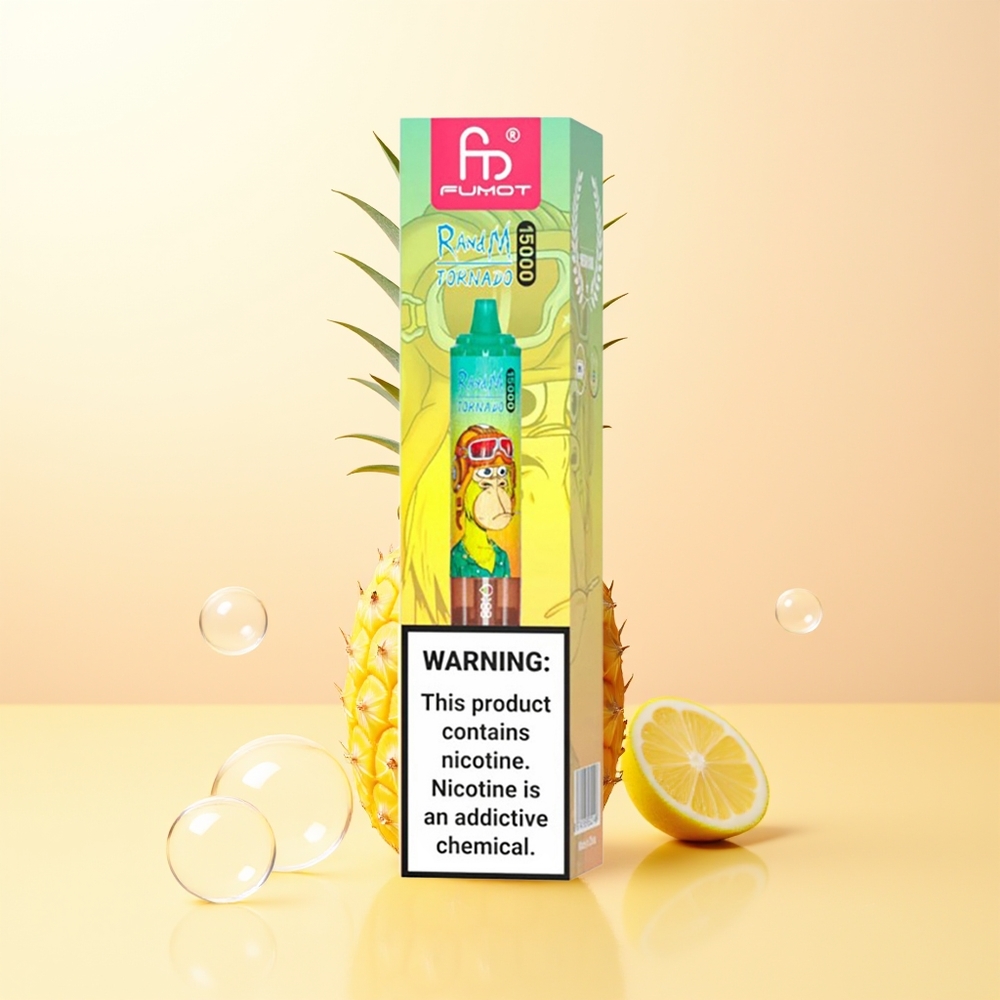 RandM Fumot Tornado 15000 Puffs Finland Tukku Ananas-Jää LCD Näyttö Type-C USB Mesh Käämit 25ml Nestemäärä 850mAh Akku