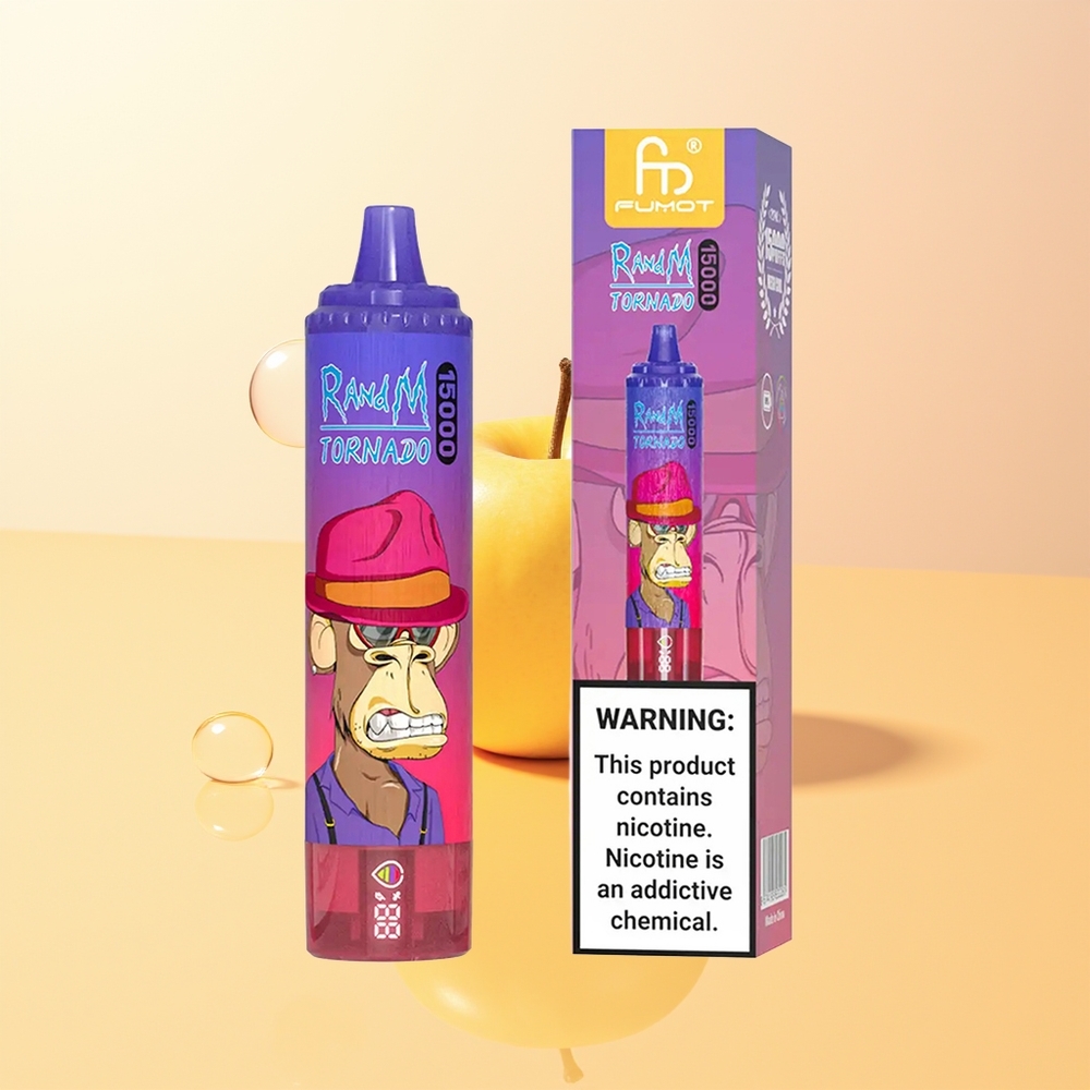 RandM Fumot Tornado 15000 Puffs Finland Tukku Kirppää Omena 25ml 850mAh Mesh LCD Type-C