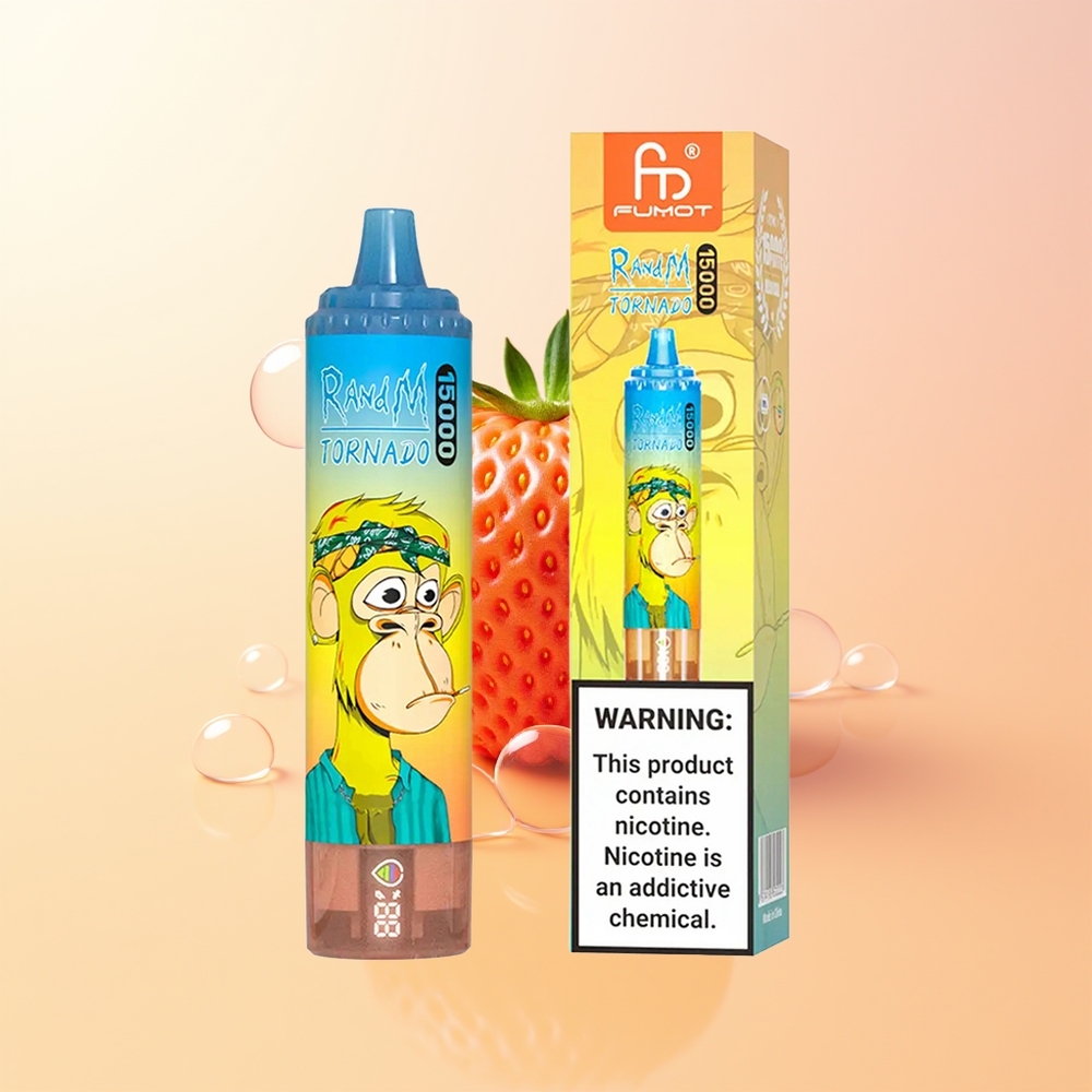 RandM Fumot Tornado 15000 Puffs Finland Tukku Mansikka 25ml 850mAh Mesh LCD Type-C