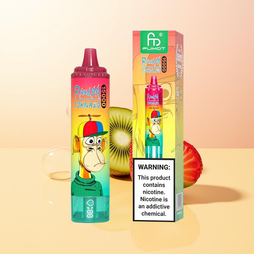 RandM Fumot Tornado 15000 Puffs Suomi Tukku Mansikka-Kiivi 25ml 850mAh Mesh LCD Type-C