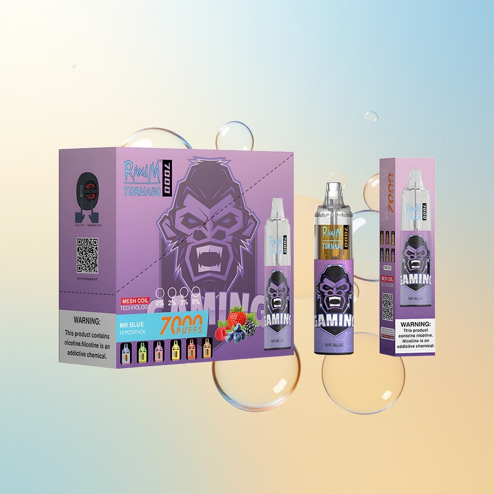 RandM Fumot Tornado 7000 Finland Tukku Tohtori Sininen 14ML Mesh Coil Type-C RGB Ilmansäätö