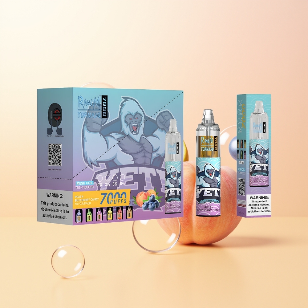 RandM Fumot Tornado 7000 Puffs Finland Tukku Persikka Mustikka Karkki 14ML 850MAH Mesh Type-C RGB IlmanSäädin
