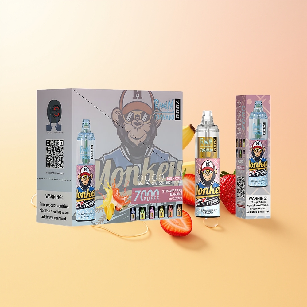 RandM Fumot Tornado 7000 Puhallus Suomi Tukku Mansikka Banaani 14ML Mesh Air-Adjustable RGB