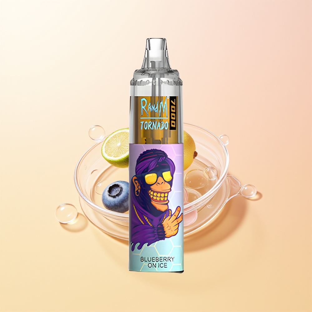 RandM Fumot Tornado 7000 Puhallus Suomi Tukku Mustikka Jäässä 14ML Mesh Type-C RGB Ilmasäädin