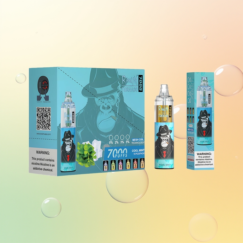 RandM Fumot Tornado 7000 Puhallus Suomi Tukku Viileä Mint 14ML 850MAH Verkko-Kela Type-C RGB IlmanSäädettävä