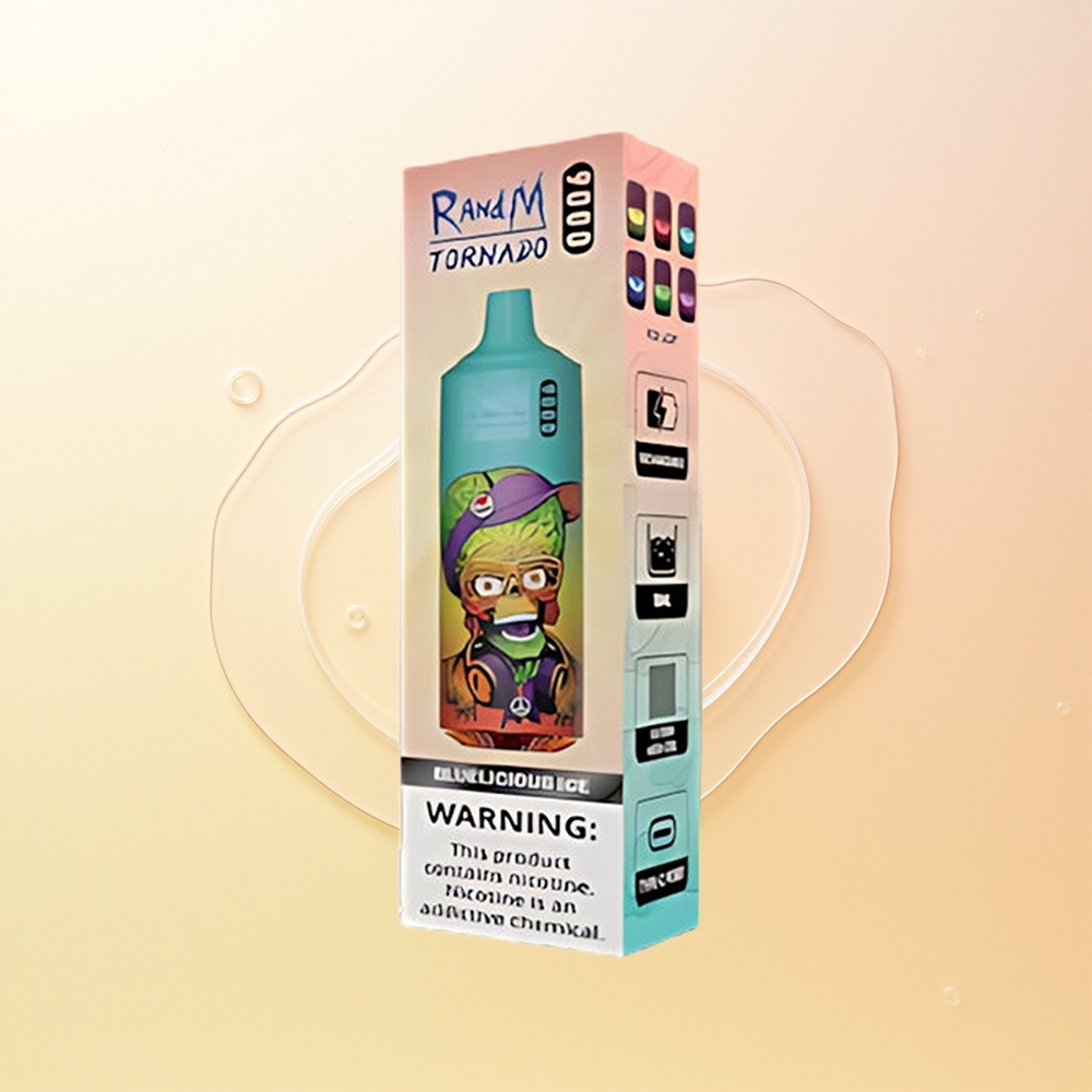 RandM Fumot Tornado 9000 Puffia Suomi Tukku Sininen Jäätelö Mesh Coil RGB Näyttö 18 mL 54 Makua