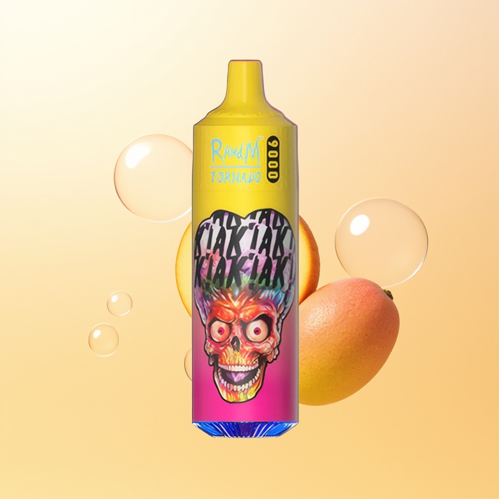 RandM Fumot Tornado 9000 Puffs Finland Tukku Persikka Mango Ananas Akku 850 mAh Latauskelpoinen 18 mL Mesh-käämi RGB-näyttö 54 Makuvaihtoehtoa