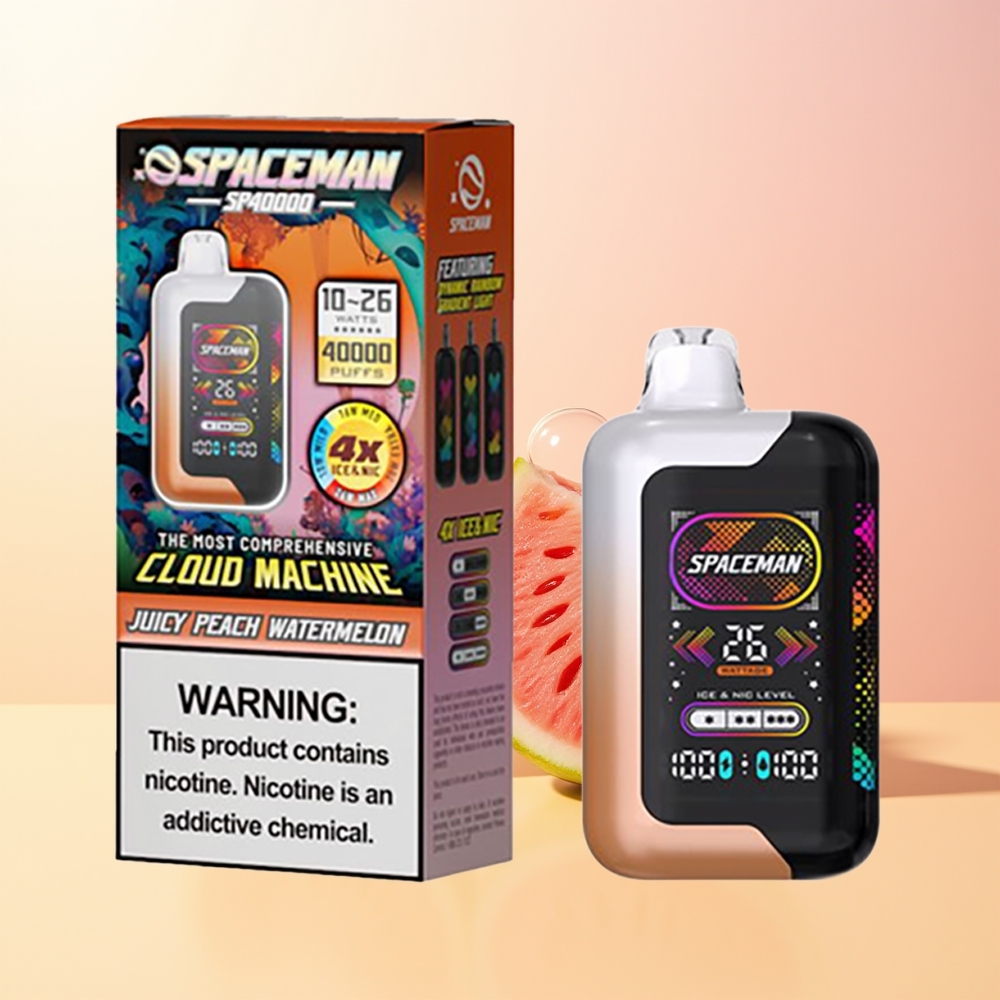 SMOK SPACEMAN SP40000 2-Suu Finland Tukku Mehevä Persikka-Vesimeloni 1000mAh 20ml 50mg/ml