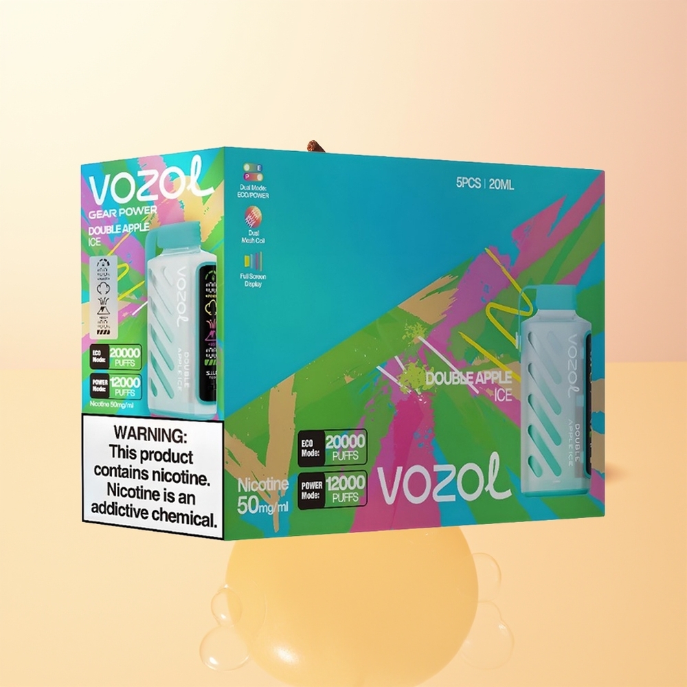 VOZOL Gear Power 20000 Puffs Finland Tukku Kaksoisomenajää SiLC Tech Dual Mesh Coil Full Screen Display 20mL 5