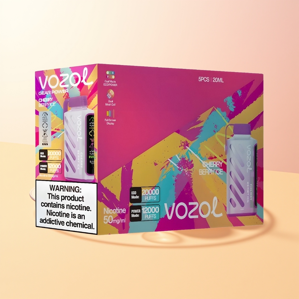 VOZOL Gear Power 20000 Puffs Finland Tukku Kirsikka-Marja-Jää SiLC Tech Dual Mesh Coil 20mL 5