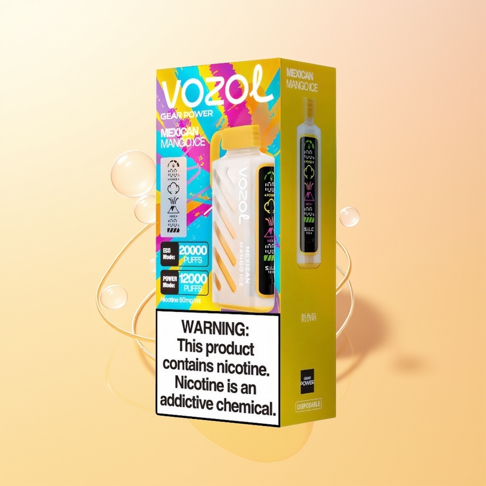 VOZOL Gear Power 20000 Puffs Finland Tukku Meksikolainen Mango Jää SiLC Tech Dual Mesh Coil Full Screen Display 20mL 5